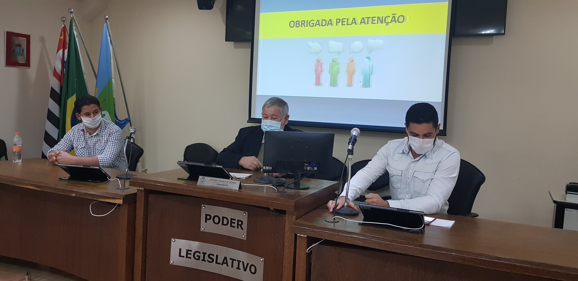 Vereador Ferrugem, Antonio Mauro - Presidente e Caio Dolfino - repr. Secretaria Mun. Saúde